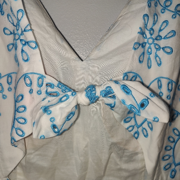 Lilly Pulitzer $328 Lillyanne Neon Turquoise Oasis Tie Back Midi Dress - Picture 11 of 17